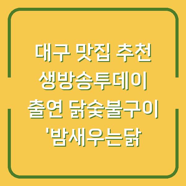 대구 맛집 추천 생방송투데이 출연 닭숯불구이 ‘밤새우는닭