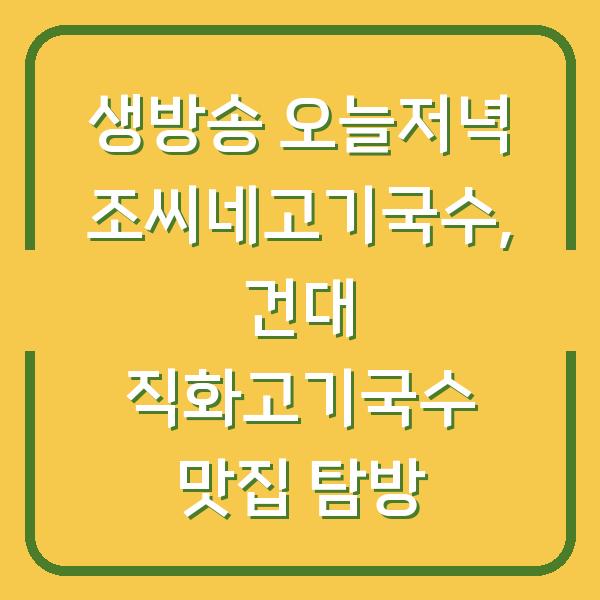 생방송 오늘저녁 조씨네고기국수, 건대 직화고기국수 맛집 탐방