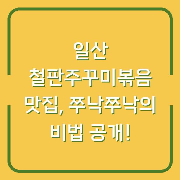 일산 철판주꾸미볶음 맛집, 쭈낙쭈낙의 비법 공개!