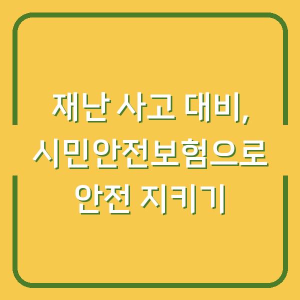 재난 사고 대비, 시민안전보험으로 안전 지키기