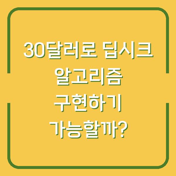 30달러로 딥시크 알고리즘 구현하기 가능할까?