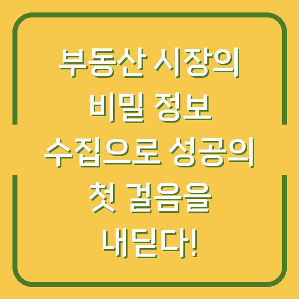 부동산 시장의 비밀 정보 수집으로 성공의 첫 걸음을 내딛다!