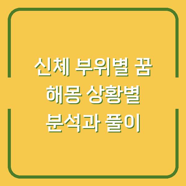 신체 부위별 꿈 해몽 상황별 분석과 풀이