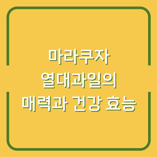 마라쿠자 열대과일의 매력과 건강 효능