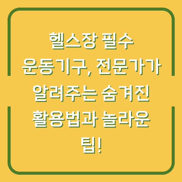 헬스장 필수 운동기구, 전문가가 알려주는 숨겨진 활용법과 놀라운 팁!