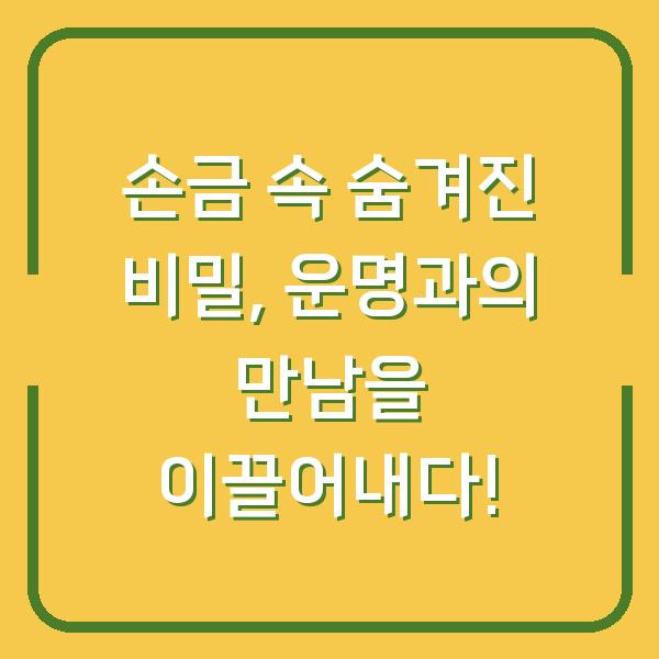 손금 속 숨겨진 비밀, 운명과의 만남을 이끌어내다!