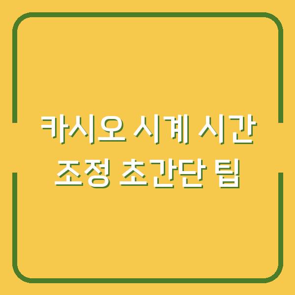 카시오 시계 시간 조정 초간단 팁
