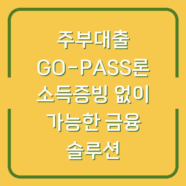 주부대출 GO-PASS론 소득증빙 없이 가능한 금융 솔루션