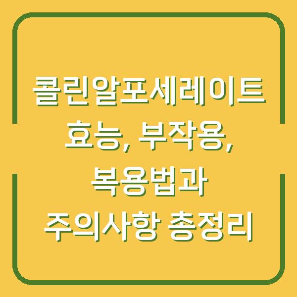 콜린알포세레이트 효능, 부작용, 복용법과 주의사항 총정리