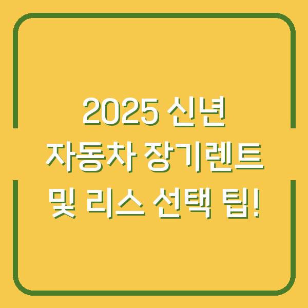 2025 신년 자동차 장기렌트 및 리스 선택 팁!