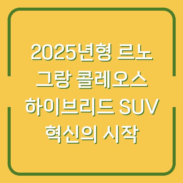 2025년형 르노 그랑 콜레오스 하이브리드 SUV 혁신의 시작