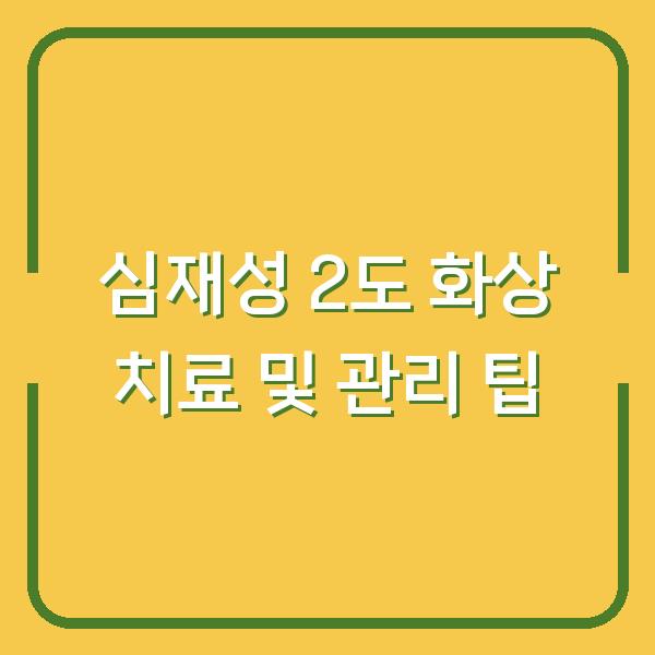 심재성 2도 화상 치료 및 관리 팁