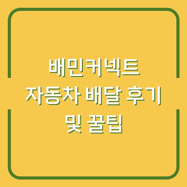 배민커넥트 자동차 배달 후기 및 꿀팁