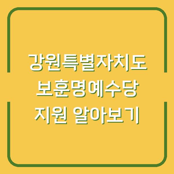 강원특별자치도 보훈명예수당 지원 알아보기
