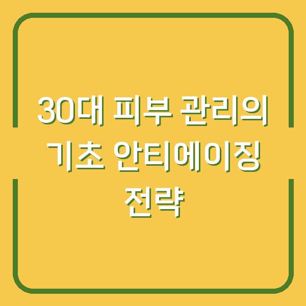 30대 피부 관리의 기초 안티에이징 전략