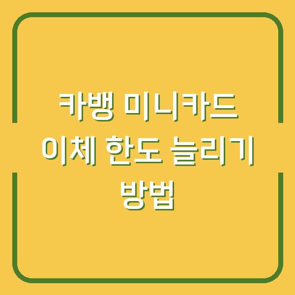 카뱅 미니카드 이체 한도 늘리기 방법