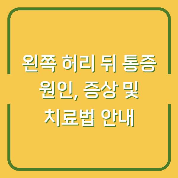 왼쪽 허리 뒤 통증 원인, 증상 및 치료법 안내