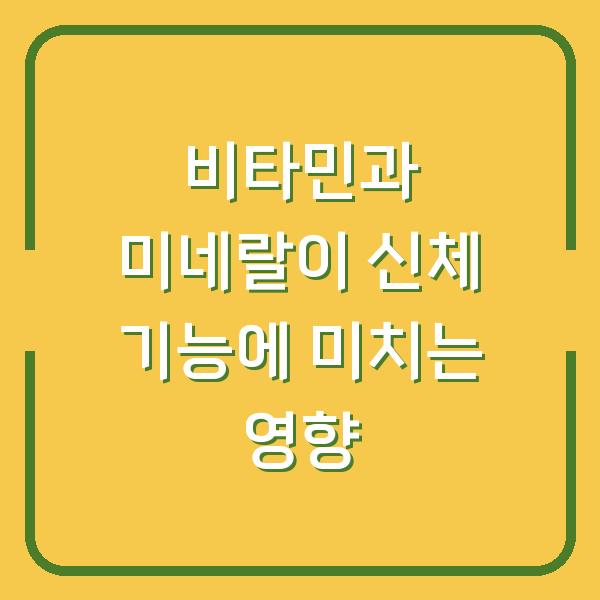비타민과 미네랄이 신체 기능에 미치는 영향