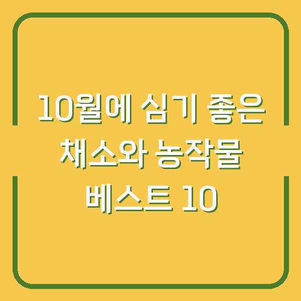 10월에 심기 좋은 채소와 농작물 베스트 10