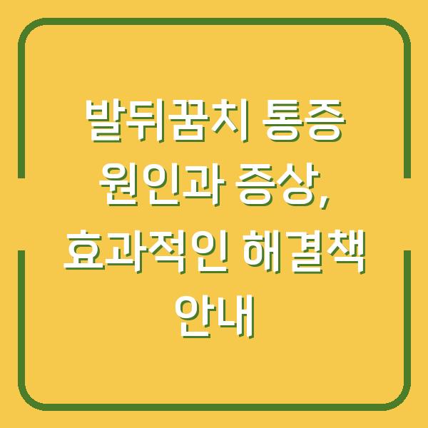 발뒤꿈치 통증 원인과 증상, 효과적인 해결책 안내