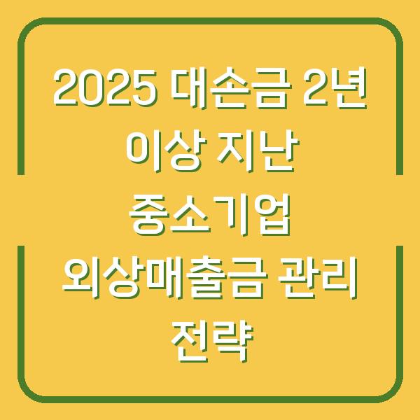 2025 대손금 2년 이상 지난 중소기업 외상매출금 관리 전략