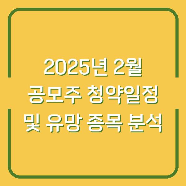 2025년 2월 공모주 청약일정 및 유망 종목 분석
