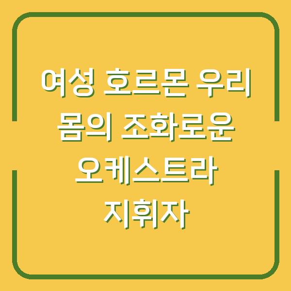 여성 호르몬 우리 몸의 조화로운 오케스트라 지휘자