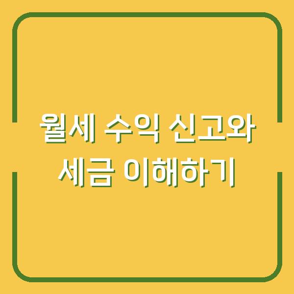 월세 수익 신고와 세금 이해하기
