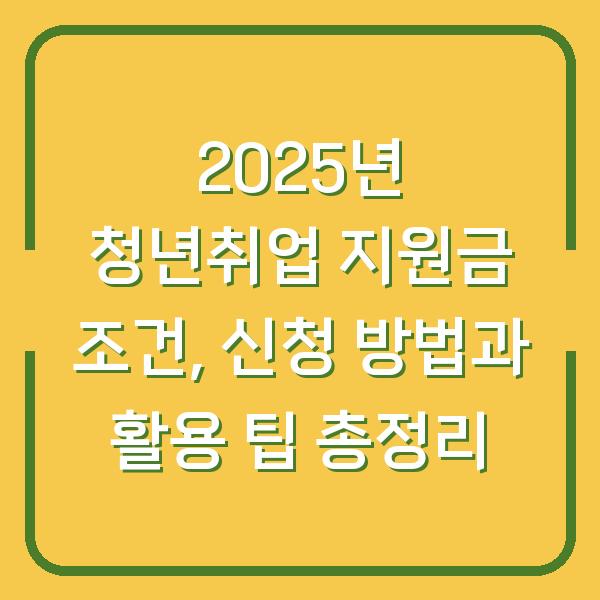 2025년 청년취업 지원금 조건, 신청 방법과 활용 팁 총정리