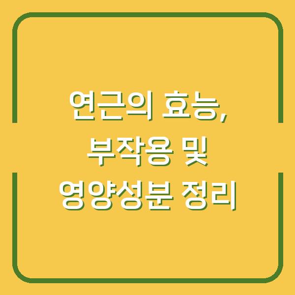 연근의 효능, 부작용 및 영양성분 정리