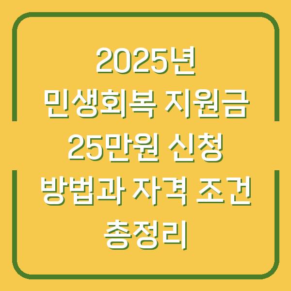 2025년 민생회복 지원금 25만원 신청 방법과 자격 조건 총정리