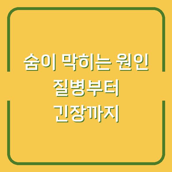 숨이 막히는 원인 질병부터 긴장까지