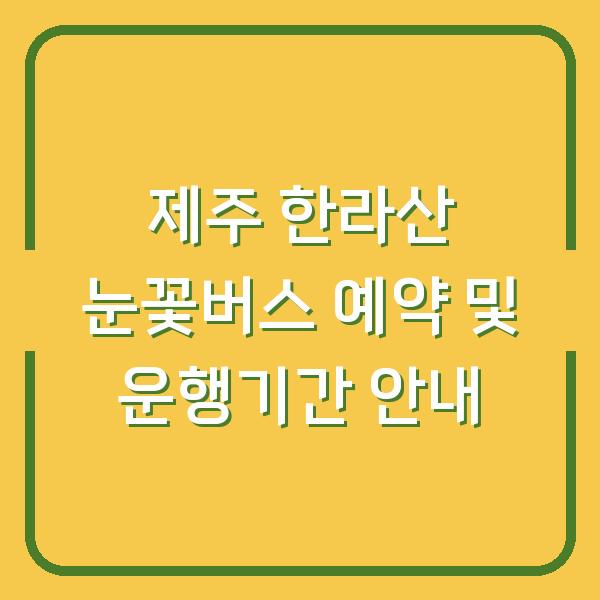 제주 한라산 눈꽃버스 예약 및 운행기간 안내