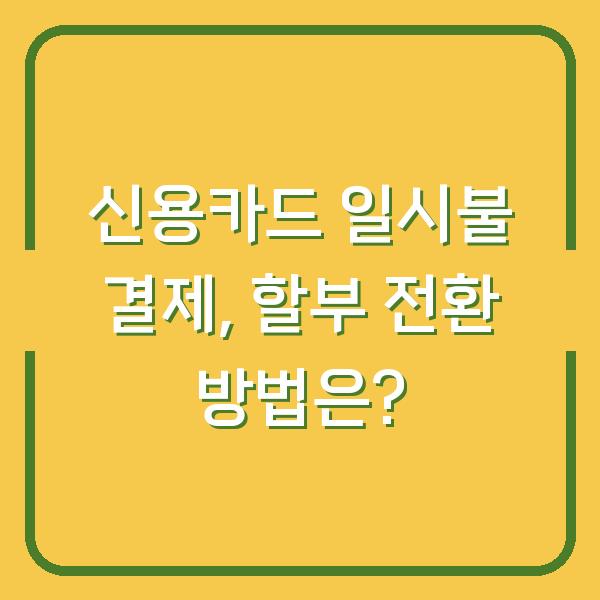 신용카드 일시불 결제, 할부 전환 방법은?
