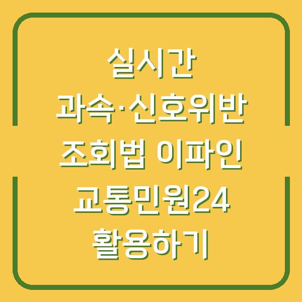 실시간 과속·신호위반 조회법 이파인 교통민원24 활용하기