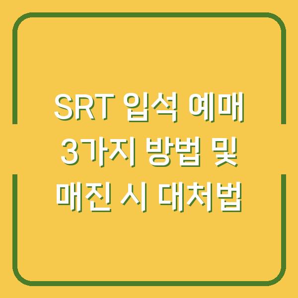 SRT 입석 예매 3가지 방법 및 매진 시 대처법