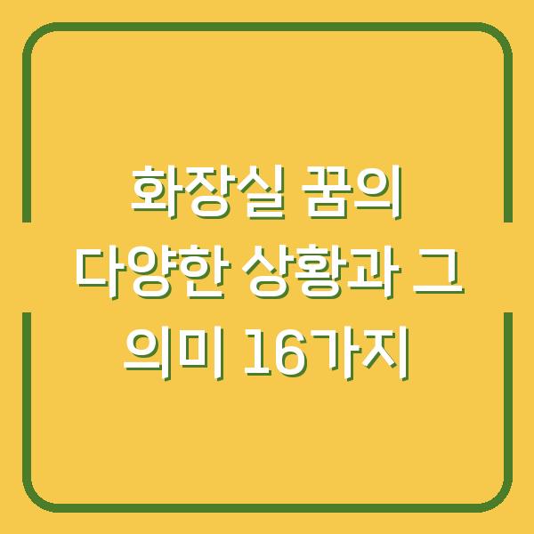 화장실 꿈의 다양한 상황과 그 의미 16가지