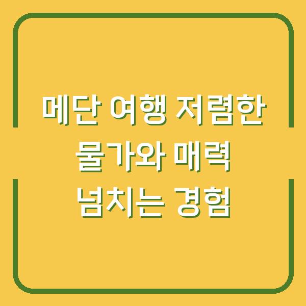 메단 여행 저렴한 물가와 매력 넘치는 경험