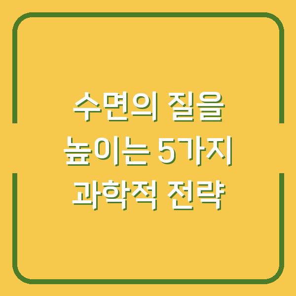 수면의 질을 높이는 5가지 과학적 전략