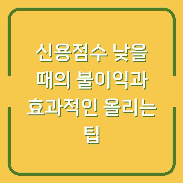 신용점수 낮을 때의 불이익과 효과적인 올리는 팁