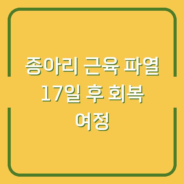 종아리 근육 파열 17일 후 회복 여정