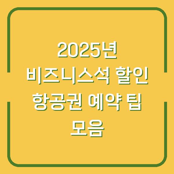 2025년 비즈니스석 할인 항공권 예약 팁 모음