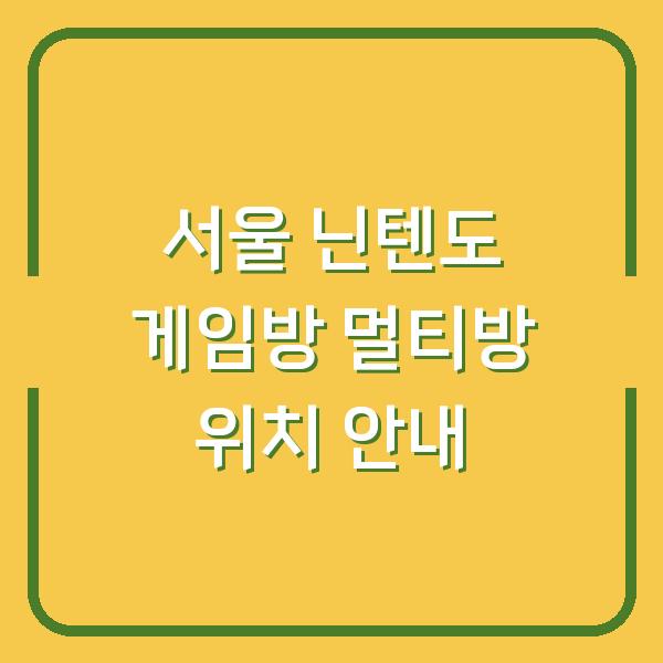 서울 닌텐도 게임방 멀티방 위치 안내