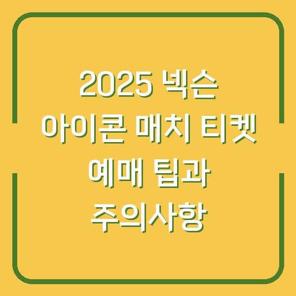 2025 넥슨 아이콘 매치 티켓 예매 팁과 주의사항