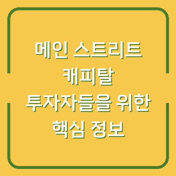 메인 스트리트 캐피탈 투자자들을 위한 핵심 정보