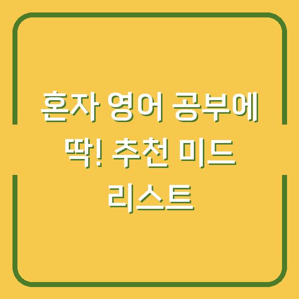 혼자 영어 공부에 딱! 추천 미드 리스트
