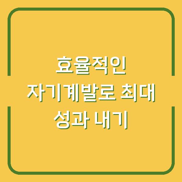 효율적인 자기계발로 최대 성과 내기