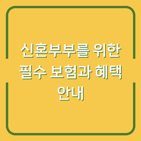 신혼부부를 위한 필수 보험과 혜택 안내