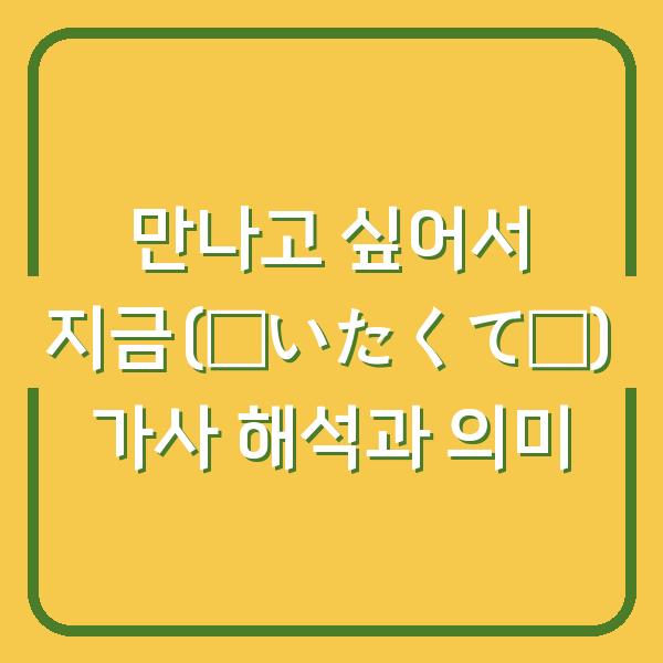 만나고 싶어서 지금(会いたくて今) 가사 해석과 의미