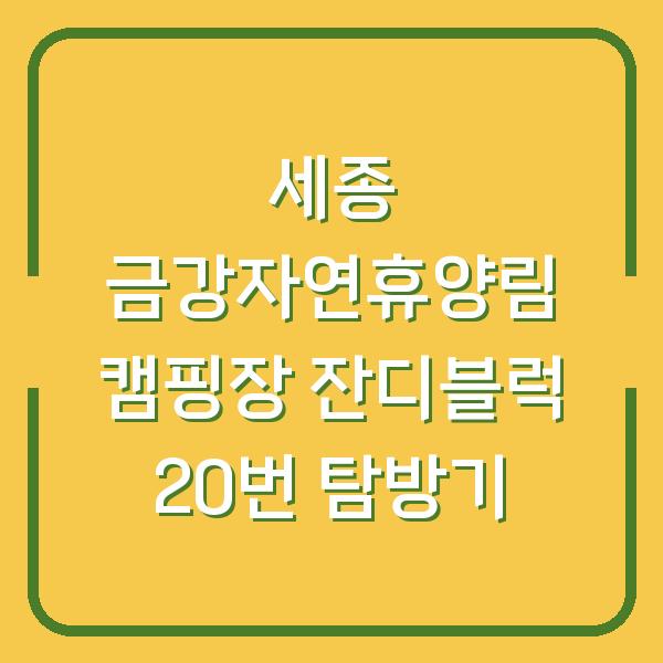 세종 금강자연휴양림 캠핑장 잔디블럭 20번 탐방기